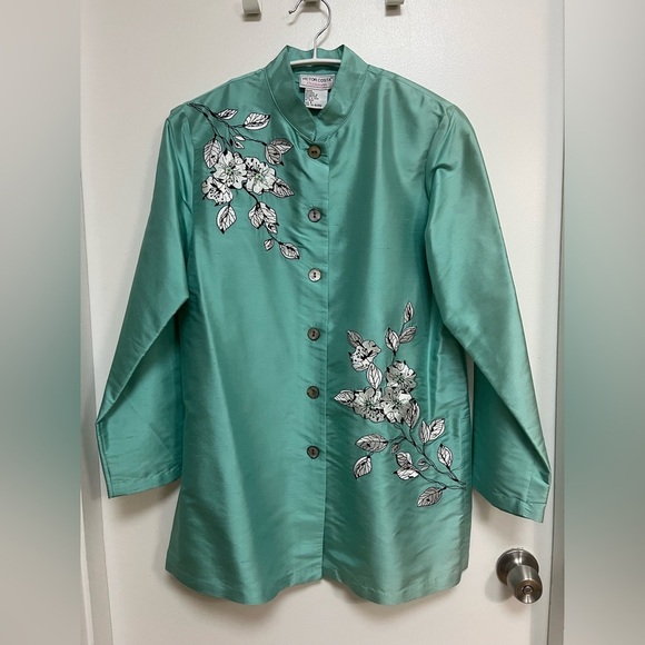 Vintage 90’s Victor Costa Occasion Silk Tunic Blouse - Embroidered with Flowers - Picture 2 of 10
